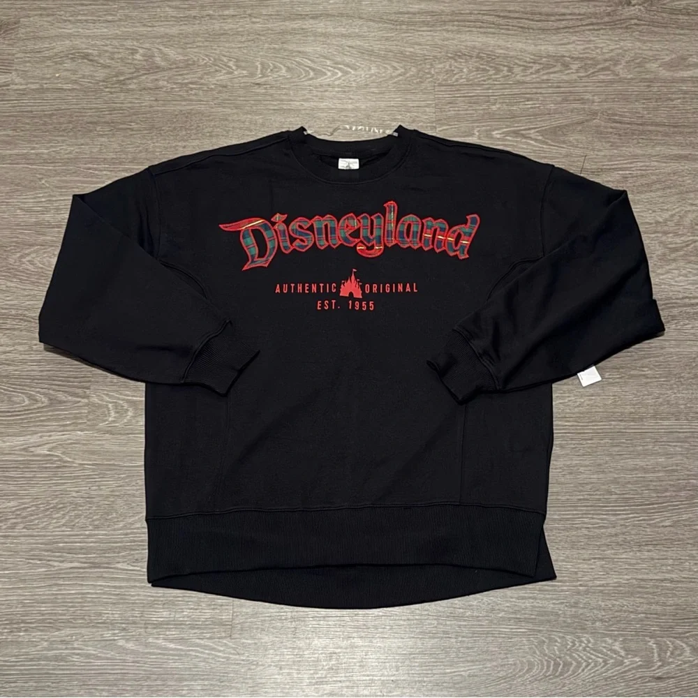 Disney Parks Disneyland Plaid Classic Logo Oversized Sweatshirt NWT